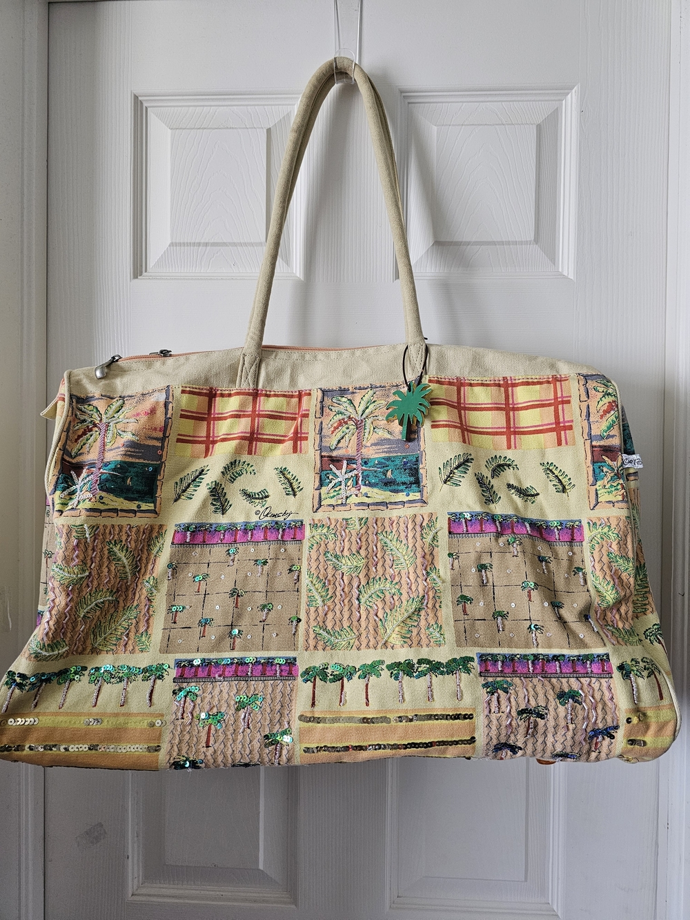 VINTAGE (Y2K) Anne Ormsby Travel Canvas Large Tote Purse Hawaiian Beach Elements